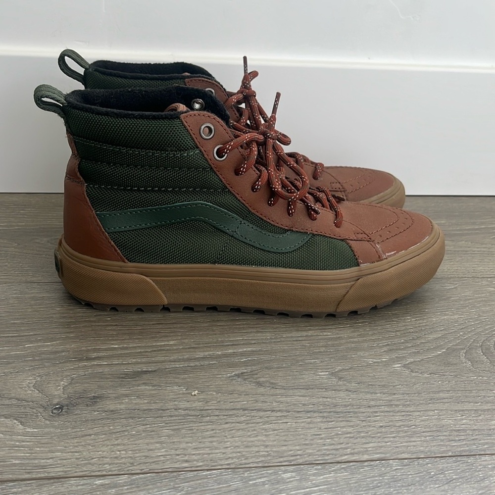 Brown and Green High-Top Vans